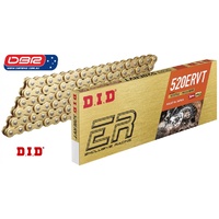 DID Australia Motorcycle Chain 520ERVT GB-120 FB : MX / ENDURO / RALLY RACE   X-RING GOLD / GOLD with Clip Link  
