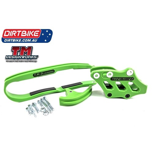 TM Designworks Slide & Guide Kit Extreme Kawasaki E : (24->C) KX 450 F/X, (25->C) KX 250 F/X.   Green
